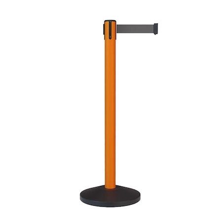 Montour Line Stanchion Belt Barrier Orange Post 9ft. Dark Gray Belt ES400-OR-DGY-90